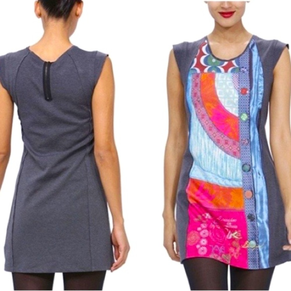 Desigual Rainbow Cazador de Aventuras Knit Dress Medium